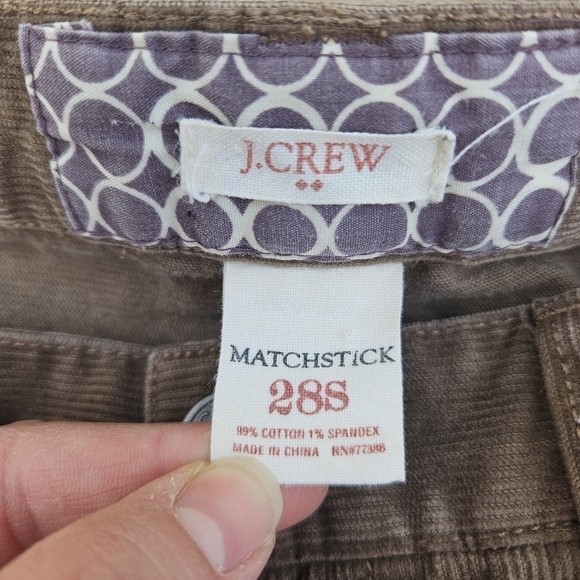 J. Crew brown corduroy matchstick pants 28S short low rise 30 in inseam - Picture 3 of 5